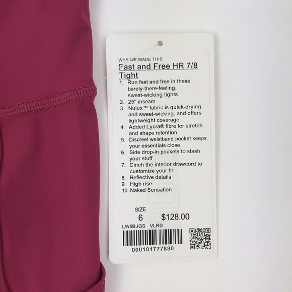 NWT Lululemon Fast & Free High Rise Yoga Leggings - Picture 7 of 8